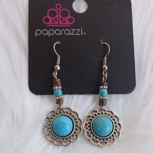 Paparazzi Blue and Silver Floral Earrings